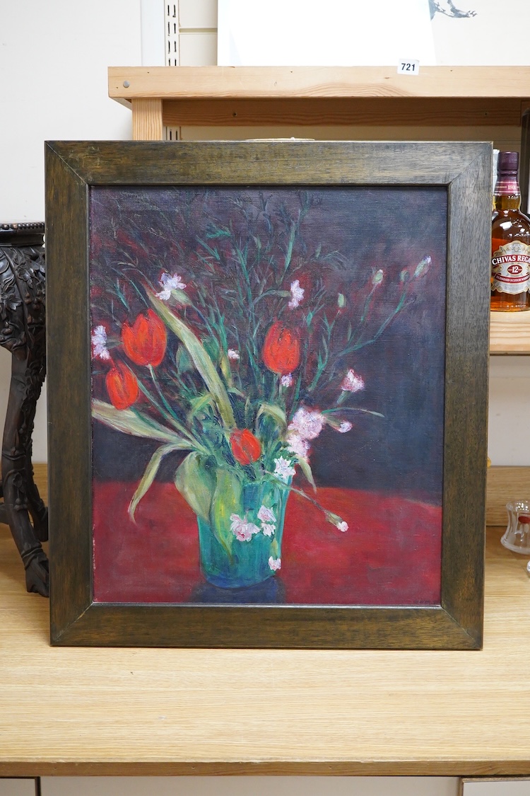 Deborah MacMillan, 'Tulips', Still life, monogrammed and dated '88, inscribed verso, oil on canvas, 59 x 50cm